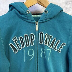 Aeropostale Hoodie Sweatshirt Womens Medium 18x23 Fill Zip Y2K Prepcore